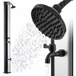 Douche solaire Celsius Melton | 60 litres | Noir, argent | Avec robinet et douche de pied jusqu´à 60°C max. Grâce à l´énergie ...