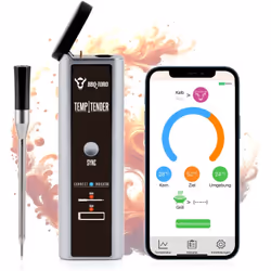 BBQ-Toro TempTender, thermomètre de barbecue sans fil, y compris boîte de chargement avec app pour des résultats de cuisson o ...