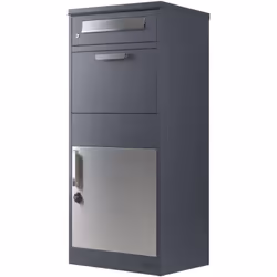 Zelsius Boîte aux lettres avec compartiment pour paquet RAL9007 anthracite, Boîte à lettres en acier avec protection anti-vol ...