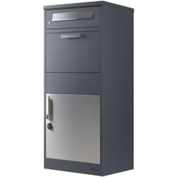 Zelsius - Boîte aux lettres avec compartiment pour paquet RAL9007 anthracite, Boîte à lettres en acier avec protection anti-vol et 2 ouvertures