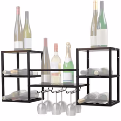 Rack à vin Zelsius mural, support pour verres à vin, casier à bouteilles, bar mural, support à vin, étagère murale Le casier ...