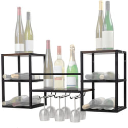 Zelsius - Rack à vin mural, support pour verres à vin, casier à bouteilles, bar mural, support à vin, étagère murale
