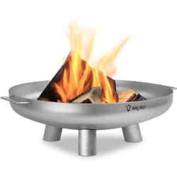 Brasero en acier inoxydable ø 70 cm Argent Foyer extérieur avec 3 pieds et 2 poignées - Bbq-toro