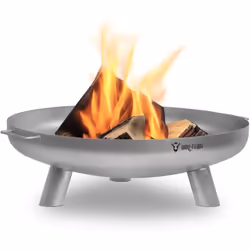 BBQ-Toro Brasero en acier inoxydable Ø 80 cm, argent, foyer extérieur à trois pieds pour jardin et terrasse Ce brasero est po ...