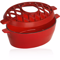 BBQ-Toro humidificateur en fonte émaillée rouge, 2,7 litres, humidificateur en fonte, évaporateur L´humidificateur d´air pour ...