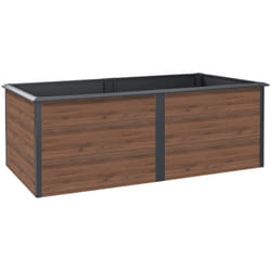 Zelsius - Plates-bandes surélevées pour le jardin, anthracite ral 7016, 200 x 100 x 77 cm, aspect bois de noyer, potager.