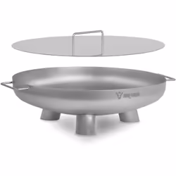 BBQ-Toro Brasero en acier inoxydable Ø 60 cm avec couvercle, argenté, foyer extérieur à trois pieds pour jardin Ce brasero es ...
