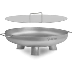Brasero en acier inoxydable ø 60 cm avec couvercle Argenté trois pieds et deux poignées - Bbq-toro
