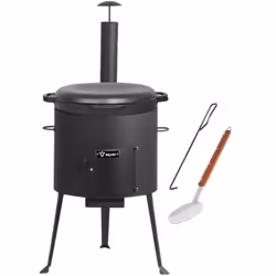 BBQ-Toro Kazan en fonte 16 L avec four Kazan Ø 39,5 cm, marmite en fonte avec couvercle, chaudron de feu Le Kazan BBQ-Toro s’ ...