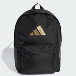Adidas Classic 3 Bar Logo Backpack Black &amp  Gold Metallic