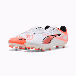 PUMA Ultra 5 Play FG/AG Football Unisexe Orange, Blanc