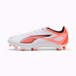 PUMA Ultra 5 Play FG/AG, Football, Unisexe, Orange, Blanc, Adulte, Motif, Fermeture par lacet