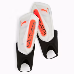 PUMA ULTRA Flex Football Ankle Shinguards, Adultes, Mâle, L, Polyester, Caoutchouc, Noir, Blanc