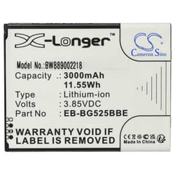 vhbw 1x Batterie remplacement pour Samsung EB-BG525BBE GH43-05060A pour téléphone portable (3000mAh 385V Li-ion)