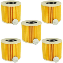 Vhbw - 5x filtre à cartouche compatible avec Stanley SXVC50XTDE aspirateur à sec ou humide - Filtre plissé - jaune