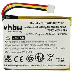 vhbw 1x Batterie compatible avec Boifun VB603 VB601 E40 VB610 VB605 moniteur bébé babyphone (750mAh 37V Li-polymère)