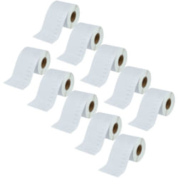 10x Rouleau d'étiquettes 59mm x 190mm (110 étiquettes) remplacement pour Dymo 99019 pour étiqueteuse blanc - Vhbw