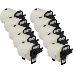 vhbw 10x Rouleau d'étiquettes + support 62mm x 100mm (300 étiquettes) compatible avec Brother PT QL650TD, QL-700, QL-710 étiqueteuse
