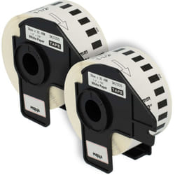 2x Rouleau d'étiquettes + support 38mm x 30,48m (1 étiquette) compatible avec Brother pt QL-710W, QL650TD, QL-700, QL-710 étiqueteuse - Vhbw