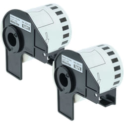 vhbw 2x Rouleau d'étiquettes + support 62mm x 15,24m (1 étiquette) compatible avec Brother PT QL-710W, QL650TD, QL-700, QL-710 étiqueteuse