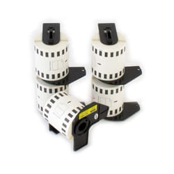 vhbw 5x Rouleau d'étiquettes + support 62mm x 15,24m (1 étiquette) remplacement pour Brother DK-22606 pour étiqueteuse - premium