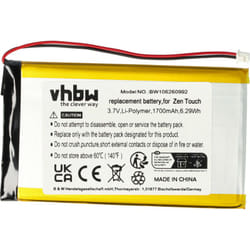 Vhbw - 1x Batterie compatible avec Creative Zen Touch Labs Jukebox 40GB lecteur de musique MP3 (1700mAh, 3,7V, Li-polymère)