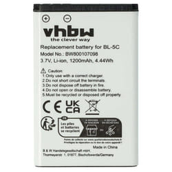 vhbw 1x Batterie compatible avec Nokia C1-01 C1 7600 C2 C1-02 C1-00 C2-02 C2-03 7610 C2-01 téléphone portable (1200mAh