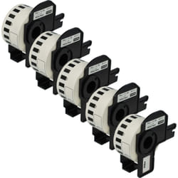 5x Rouleau d'étiquettes + support 29mm x 15,24m (1 étiquette) compatible avec Brother pt QL500BW, QL-550, QL-500A, QL500BS étiqueteuse - Vhbw