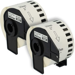 2x Rouleau d'étiquettes + support 50mm x 30,48m (1 étiquette) compatible avec Brother pt QL-600, QL-580 Series étiqueteuse - premium - Vhbw