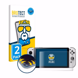 BROTECT Protection Intégrale 3D Incurvé pour Nintendo Switch OLED-Modell (2 Pièces) - Couverture Complète Film Protection Écr