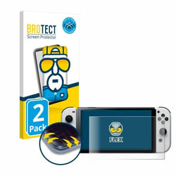 BROTECT Protection Intégrale 3D Incurvé pour Nintendo Switch OLED-Modell (2 Pièces) - Couverture Complète Film Protection Écr