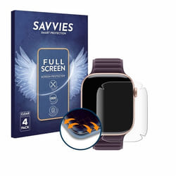 Savvies (4 Pièces) Full-Screen Ecran Protection pour Apple Watch Series 10 (42 mm) Full Cover Film Protection 3D Curved [Couverture