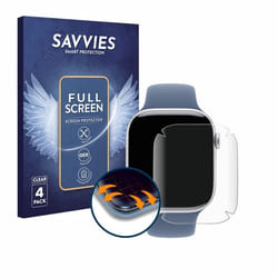 Savvies (4 Pièces) Full-Screen Ecran Protection pour Apple Watch Series 10 (46 mm) Full Cover Film Protection 3D Curved [Couverture