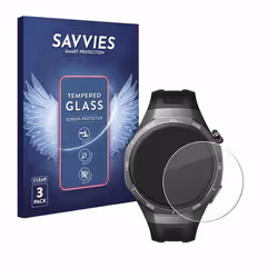 Savvies Verre Trempé pour Huawei Watch GT 5 Pro (46 mm) (3 Pièces) Vitre Protection Ecran Film Trempé de Verre Dureté 9H