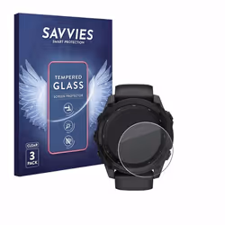 Savvies Verre Trempé pour Garmin Tactix 8 Solar (51 mm) (3 Pièces) Vitre Protection Ecran Film Trempé de Verre Dureté 9H