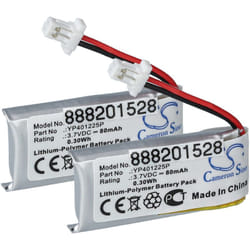 Vhbw - 2x Batterie remplacement pour Sena YP401225P pour casque audio, écouteurs sans fil (80mAh, 3,7V, Li-polymère)