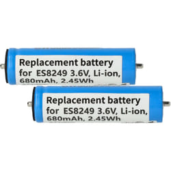2x Batterie compatible avec Panasonic ES6168, ES724, ES-678, ES727, ES678, ES7505, ES8042 rasoir tondeuse électrique (680mAh, 3,6V, Li-ion) - Vhbw