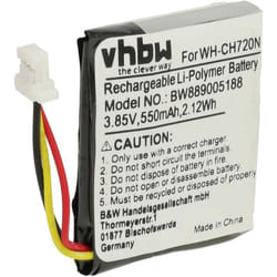 Vhbw - Batterie remplacement pour Sony 722428, FT702028P pour casque audio, écouteurs sans fil (550mAh, 3,85V, Li-polymère)