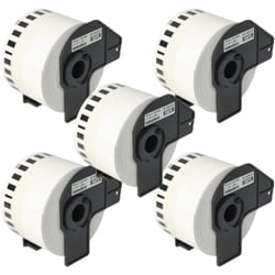 Vhbw - 5x Rouleau d'étiquettes + support 54mm x 30,48m compatible avec Brother P-Touch QL-800, QL720NW, QL-820NWB, QL-810W étiqueteuse