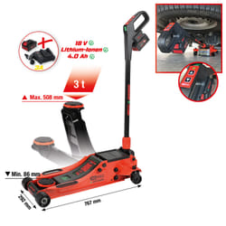 KS Tools Cric Hydraulique À Batterie E-performance, 3 T, Hauteur Max. 508 Mm