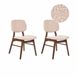 Lot de 2 chaises de salle à manger ELAINE Bois Marron foncé/beige