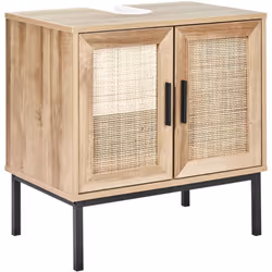 Armoire de toilette sur pied avec façade tressée. Apportez un charme naturel à votre salle de bain avec cet élégant meuble-la ...