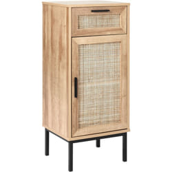 Beliani - Armoire de Toilette Boho Façade en Tresse en Rotin 40 x 92 cm Meuble de Salle de Bain de Rangement Bois Clair Rosell
