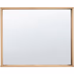 Miroir décoratif suspendu. Ce miroir minimaliste donnera de l'allure à votre salle de bains. Encadré dans un panneau de parti ...