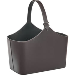 Beliani - Panier de Rangement Traditionnel en Cuir pu Fait Main avec Poignée pour Porte-Revues Marron Foncé Elam