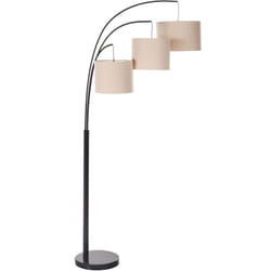 Beliani - Lampadaire Industriel en Métal Abat-Jour en Tissu et Lin Base en Marbre Beige et Noir Caroni