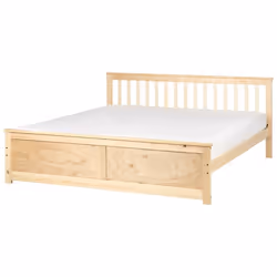 Lit avec sommier Bois de pin OLENDON 180 x 200 cm Marron clair