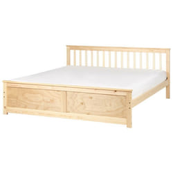 Lit avec sommier Bois de pin OLENDON 180 x 200 cm Marron clair