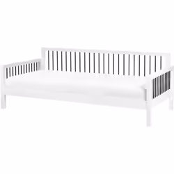 Lit simple moderne. Élevez votre espace avec ce lit fabriqué en bois d'hévéa de haute qualité et renforcé par des accents mét ...