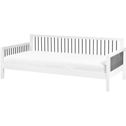 Lit Gigogne Moderne 90 x 200 cm avec Sommier à Lattes Bois d'Hévéa Blanc Tricot